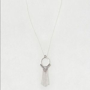 NWT Long Fringe Silver Necklace
